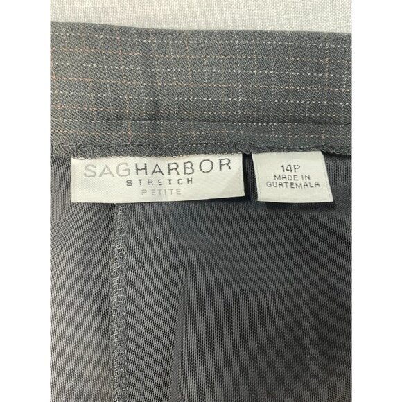 Sag Harbor Women's Stretch Petite 14P Dark Grey Plaid Casual Formal Dress Pants - Picture 4 of 10